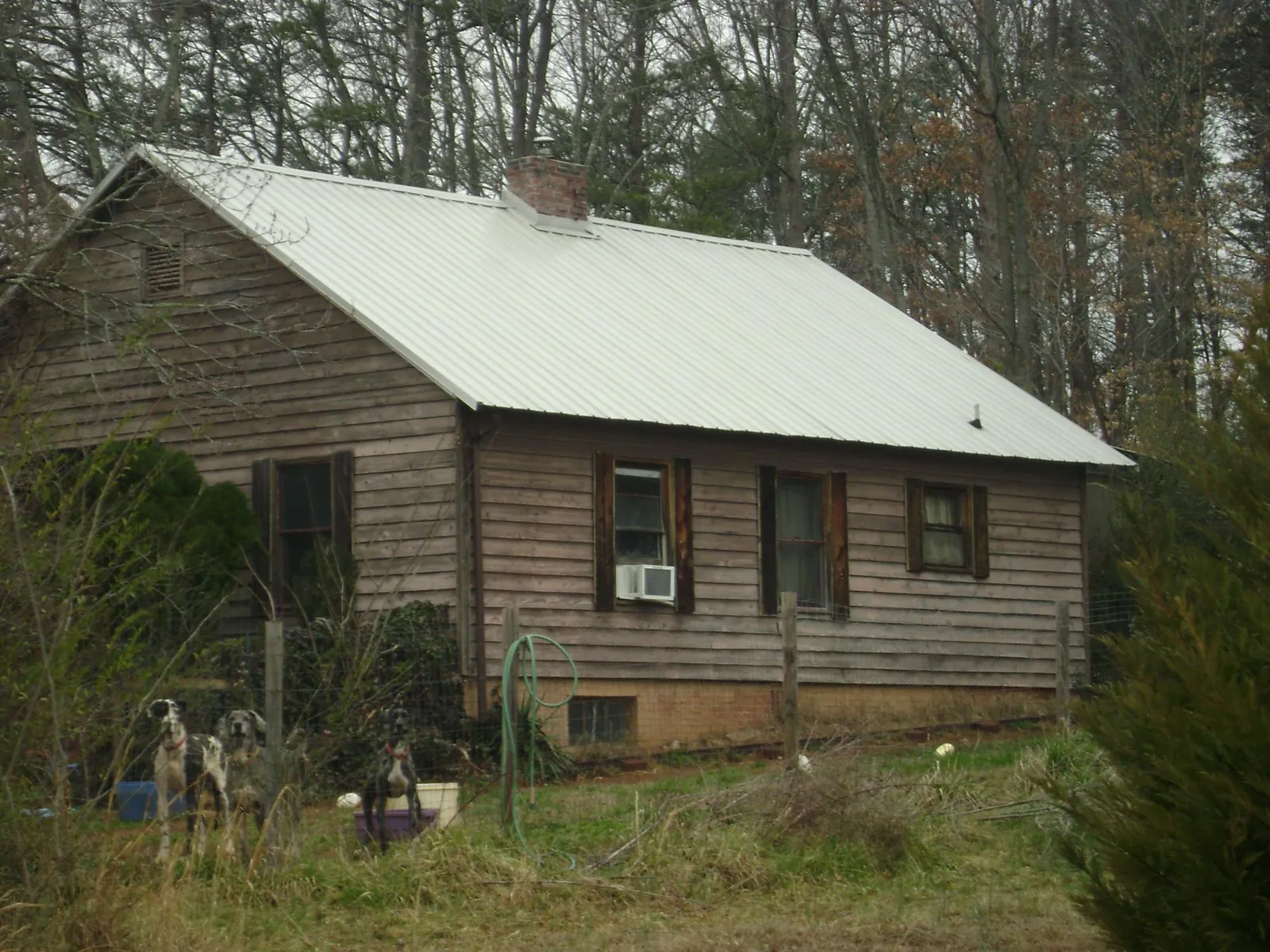 White metal roof on an old wood sided farmhouse, from a Asphalt Shingle Roof Repair job in Camden